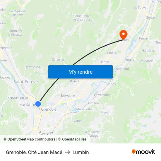 Grenoble, Cité Jean Macé to Lumbin map