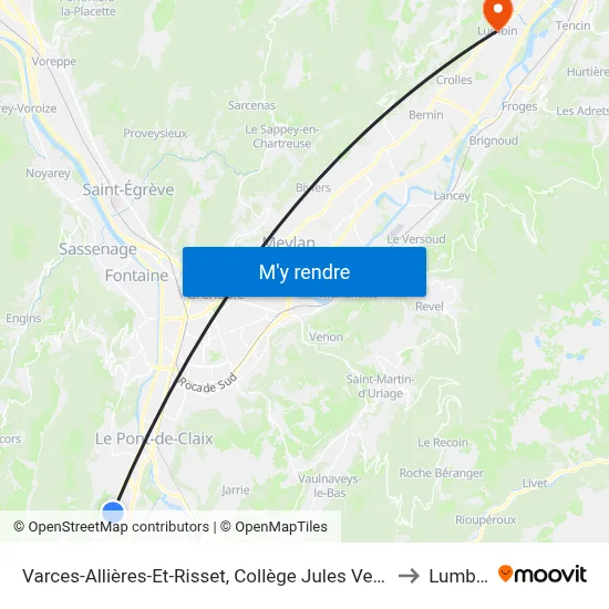 Varces-Allières-Et-Risset, Collège Jules Verne to Lumbin map
