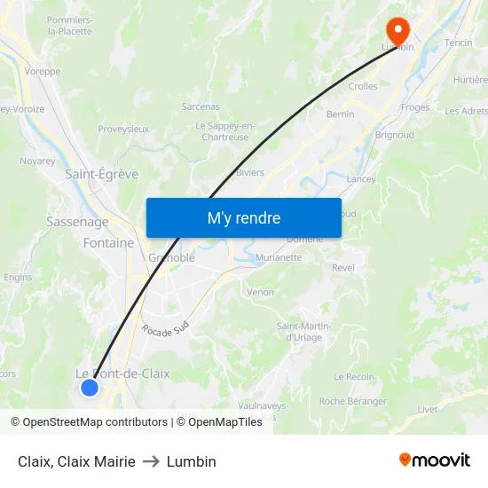 Claix, Claix Mairie to Lumbin map