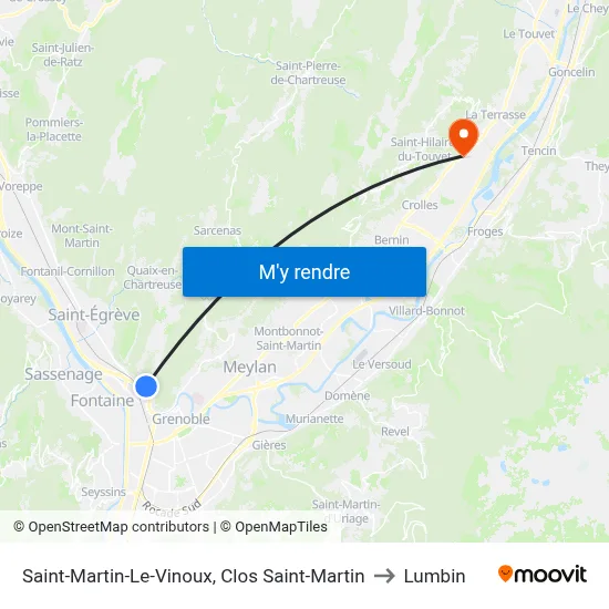 Saint-Martin-Le-Vinoux, Clos Saint-Martin to Lumbin map