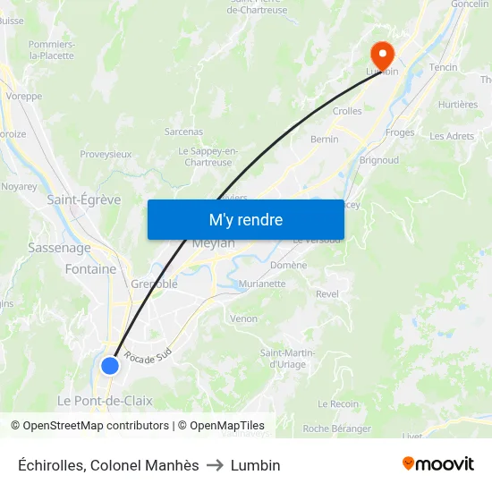 Échirolles, Colonel Manhès to Lumbin map
