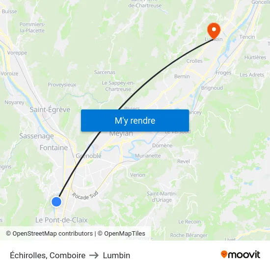Échirolles, Comboire to Lumbin map