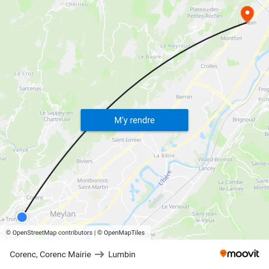 Corenc, Corenc Mairie to Lumbin map