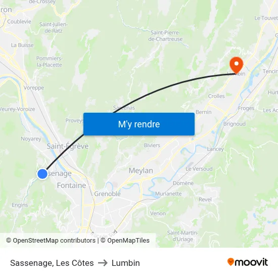 Sassenage, Les Côtes to Lumbin map