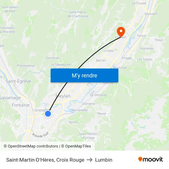 Saint-Martin-D'Hères, Croix Rouge to Lumbin map