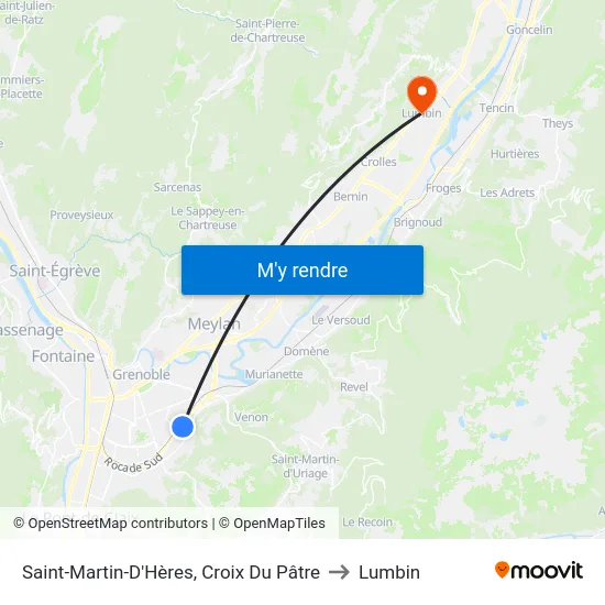 Saint-Martin-D'Hères, Croix Du Pâtre to Lumbin map
