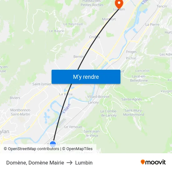 Domène, Domène Mairie to Lumbin map