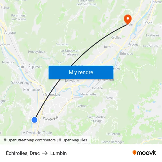 Échirolles, Drac to Lumbin map
