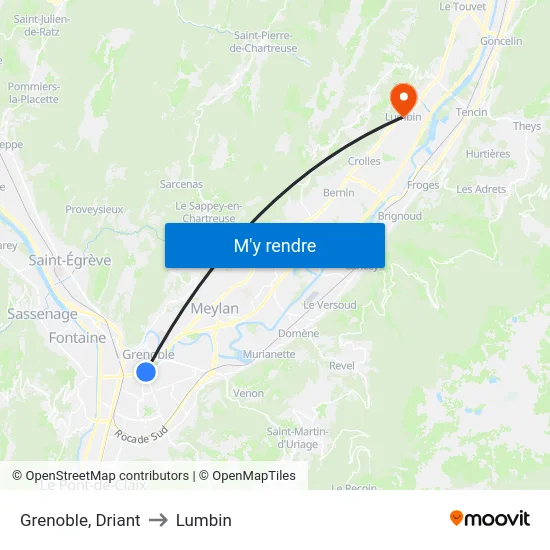 Grenoble, Driant to Lumbin map