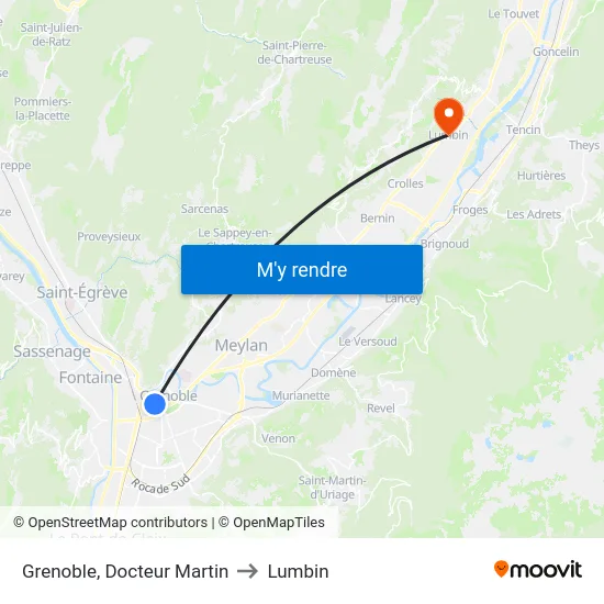 Grenoble, Docteur Martin to Lumbin map