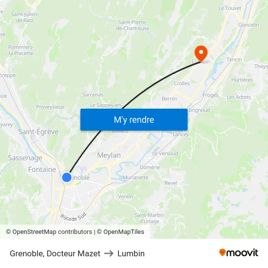 Grenoble, Docteur Mazet to Lumbin map