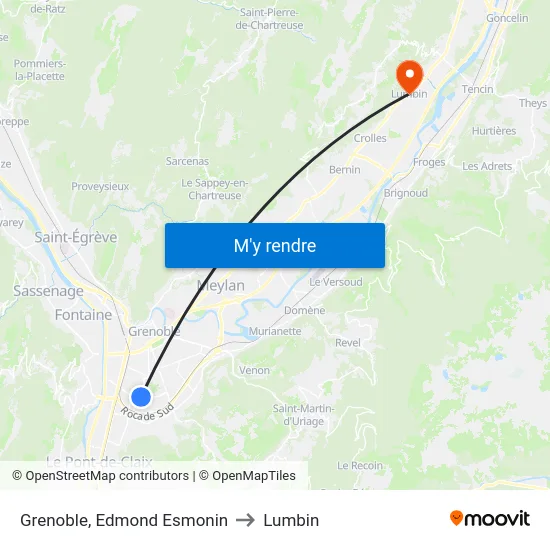 Grenoble, Edmond Esmonin to Lumbin map