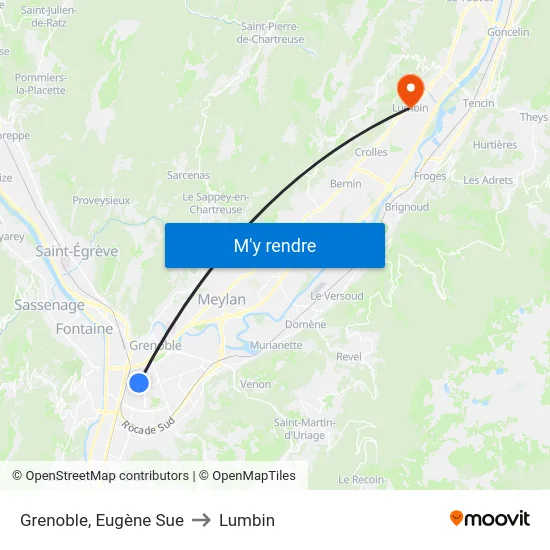Grenoble, Eugène Sue to Lumbin map