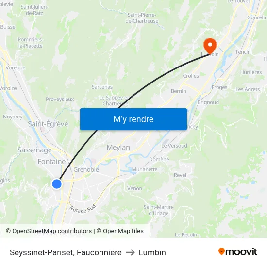 Seyssinet-Pariset, Fauconnière to Lumbin map
