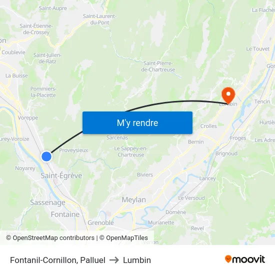 Fontanil-Cornillon, Palluel to Lumbin map