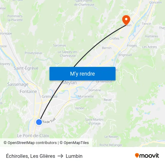 Échirolles, Les Glières to Lumbin map