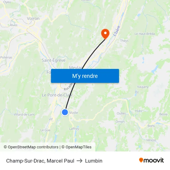 Champ-Sur-Drac, Marcel Paul to Lumbin map