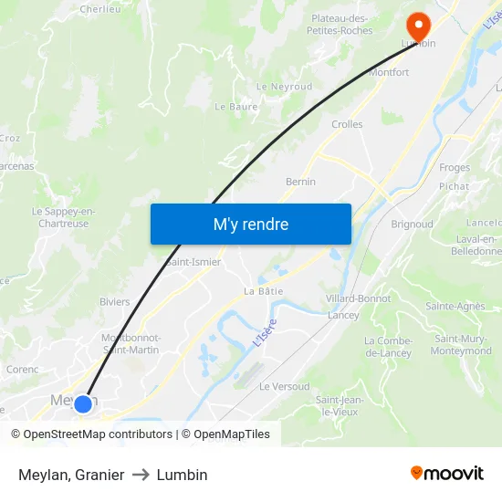 Meylan, Granier to Lumbin map