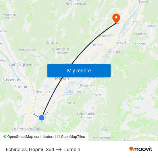 Échirolles, Hôpital Sud to Lumbin map