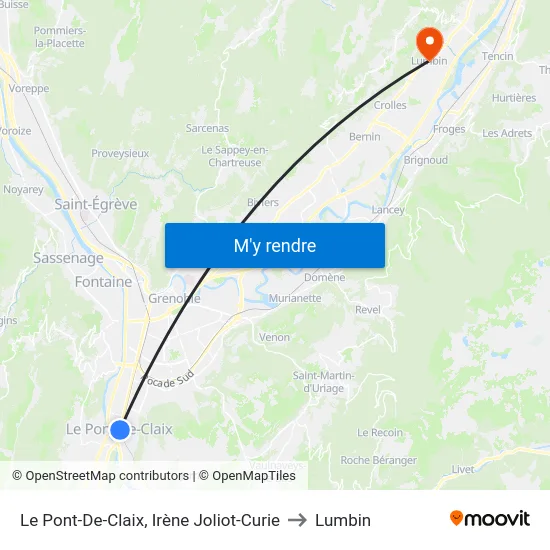 Le Pont-De-Claix, Irène Joliot-Curie to Lumbin map