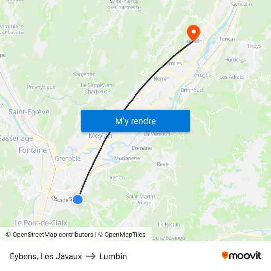 Eybens, Les Javaux to Lumbin map