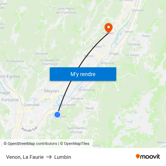 Venon, La Faurie to Lumbin map
