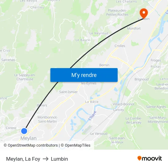 Meylan, La Foy to Lumbin map