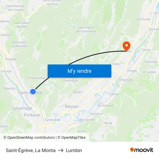 Saint-Égrève, La Monta to Lumbin map
