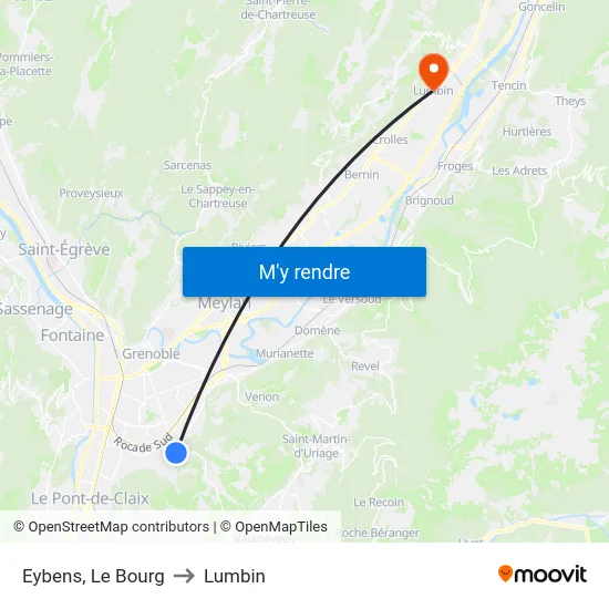 Eybens, Le Bourg to Lumbin map