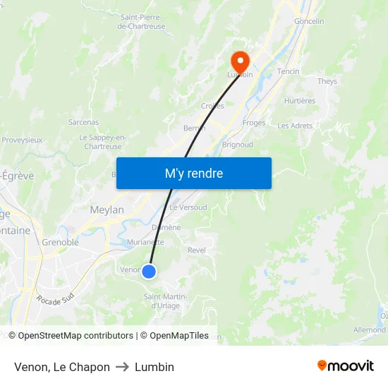 Venon, Le Chapon to Lumbin map