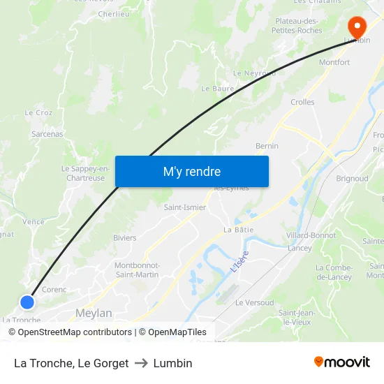 La Tronche, Le Gorget to Lumbin map