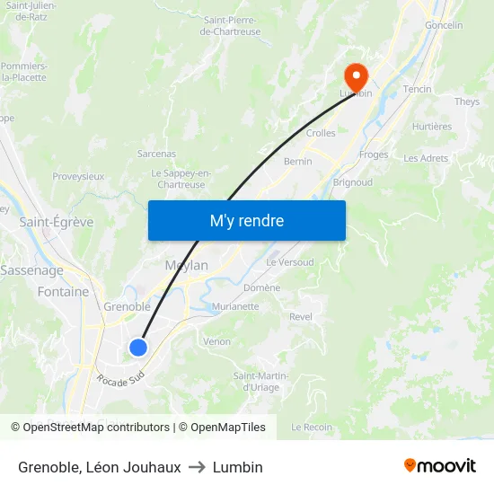 Grenoble, Léon Jouhaux to Lumbin map