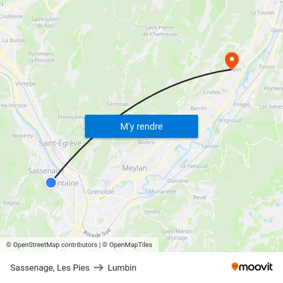 Sassenage, Les Pies to Lumbin map