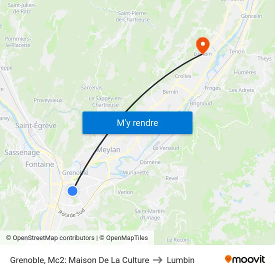 Grenoble, Mc2: Maison De La Culture to Lumbin map
