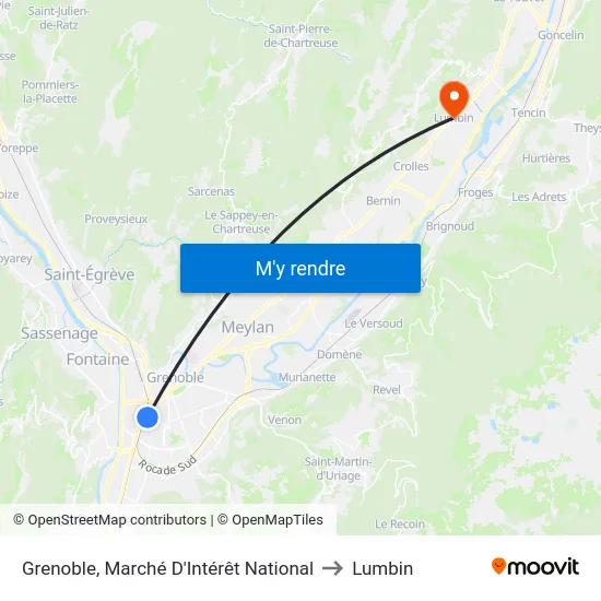 Grenoble, Marché D'Intérêt National to Lumbin map