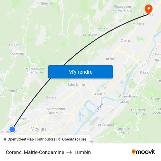 Corenc, Mairie-Condamine to Lumbin map
