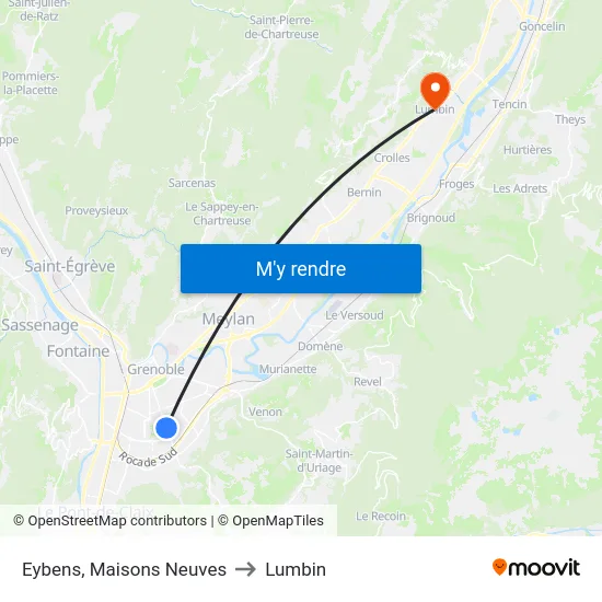 Eybens, Maisons Neuves to Lumbin map