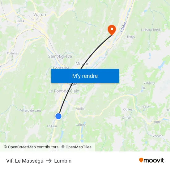 Vif, Le Masségu to Lumbin map