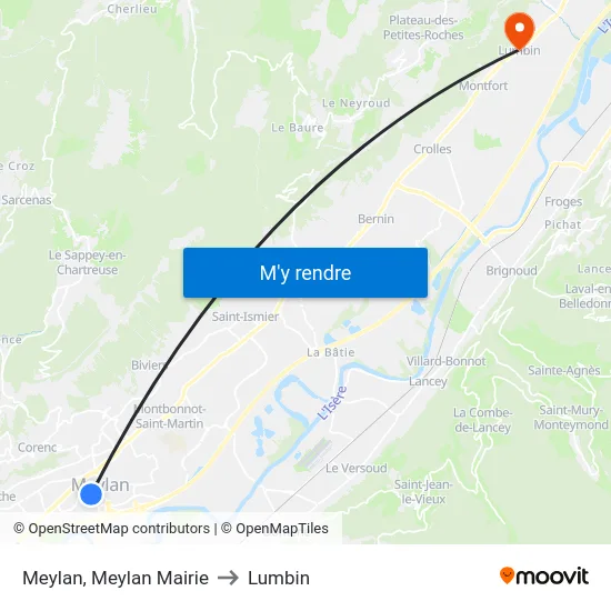 Meylan, Meylan Mairie to Lumbin map