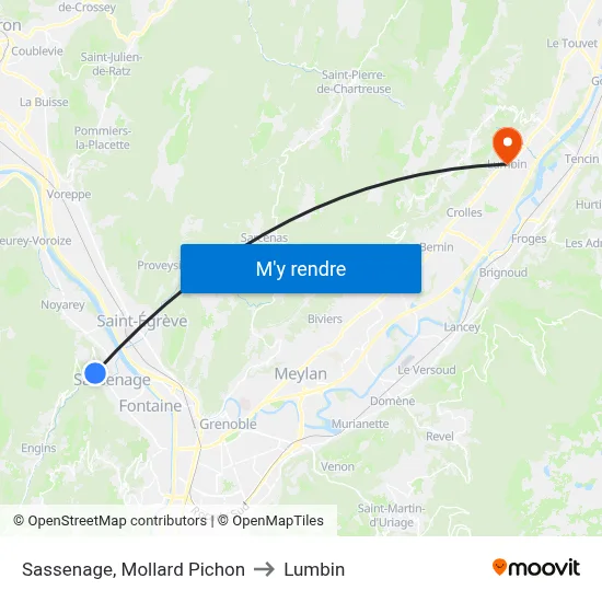 Sassenage, Mollard Pichon to Lumbin map