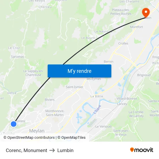 Corenc, Monument to Lumbin map