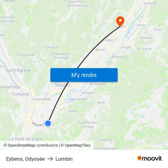 Eybens, Odyssée to Lumbin map