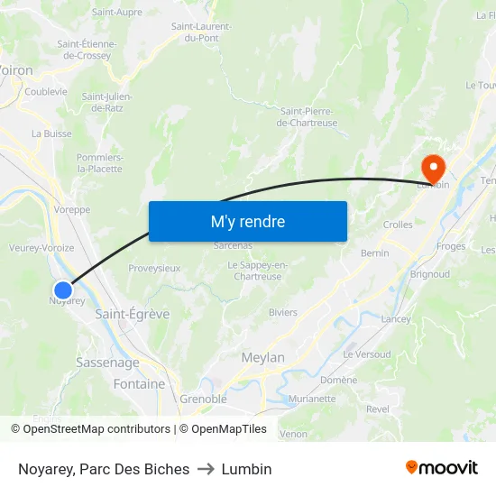 Noyarey, Parc Des Biches to Lumbin map