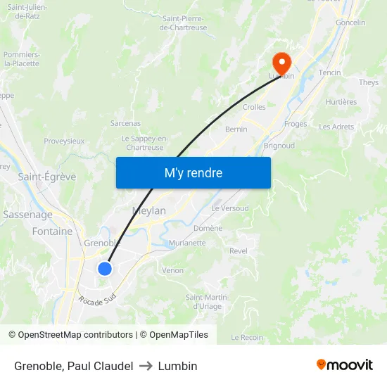 Grenoble, Paul Claudel to Lumbin map