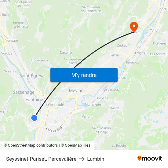 Seyssinet-Pariset, Percevalière to Lumbin map