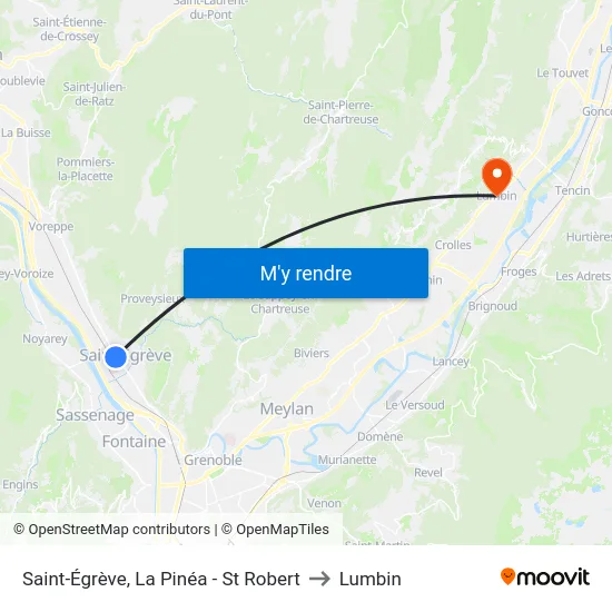 Saint-Égrève, La Pinéa - St Robert to Lumbin map