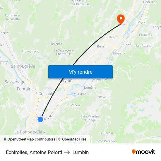 Échirolles, Antoine Polotti to Lumbin map