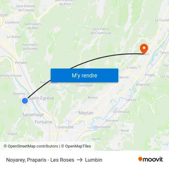 Noyarey, Praparis - Les Roses to Lumbin map