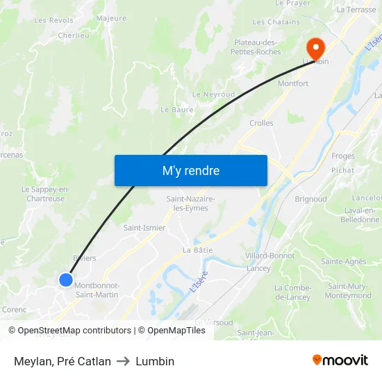 Meylan, Pré Catlan to Lumbin map