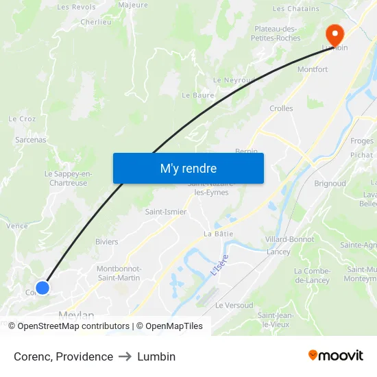 Corenc, Providence to Lumbin map